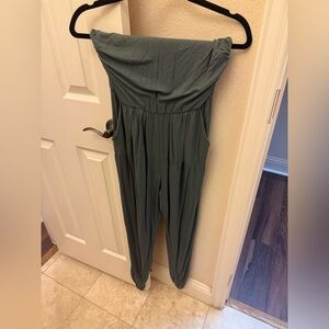 Altar'd State Green Strapless Jumpsuit with Flowing Silhouette